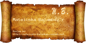 Mateicska Balambér névjegykártya